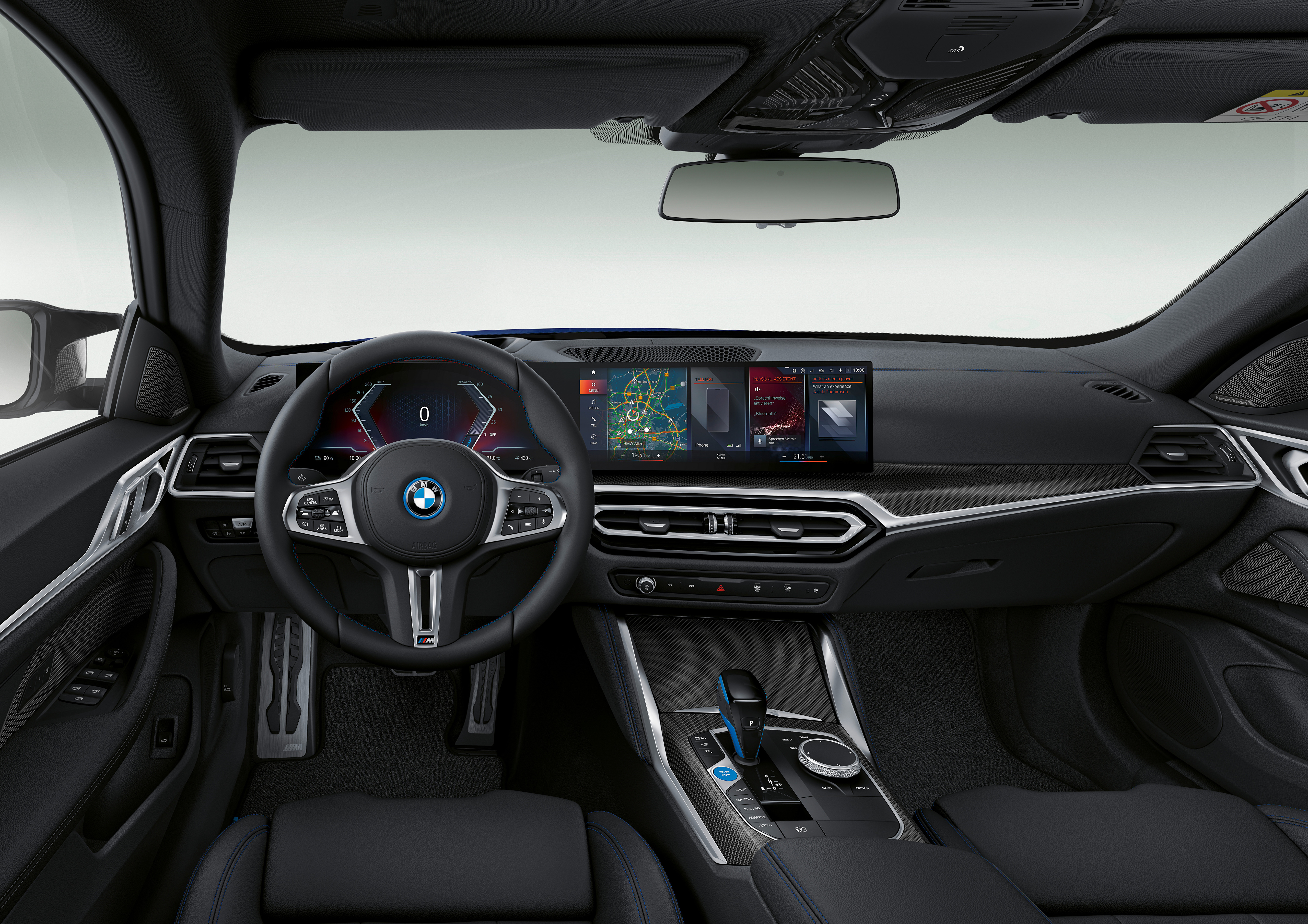 Фотография BMW Салоны Рулевое колесо i4 M50, (Worldwide), (G26), 2021 машина БМВ Автомобильный руль авто машины Автомобили автомобиль