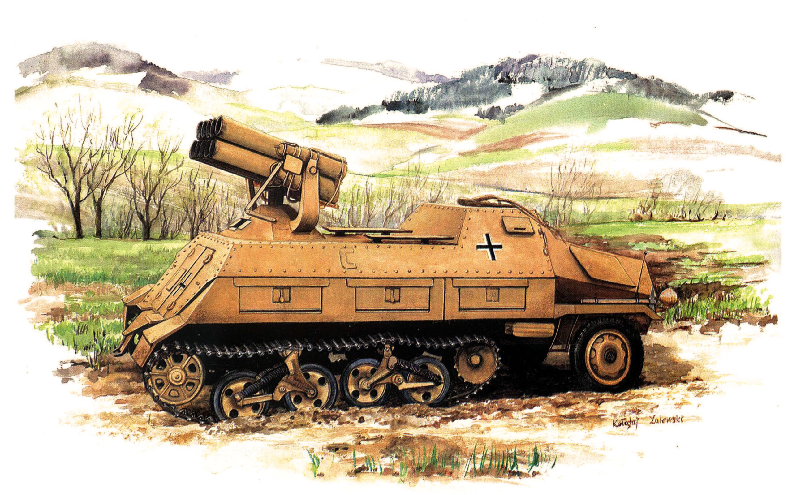 Гаубица рисунок. SD.KFZ. 4. Panzerwerfer 42. SD.KFZ. 4/1. Panzerwerfer 42 150mm.