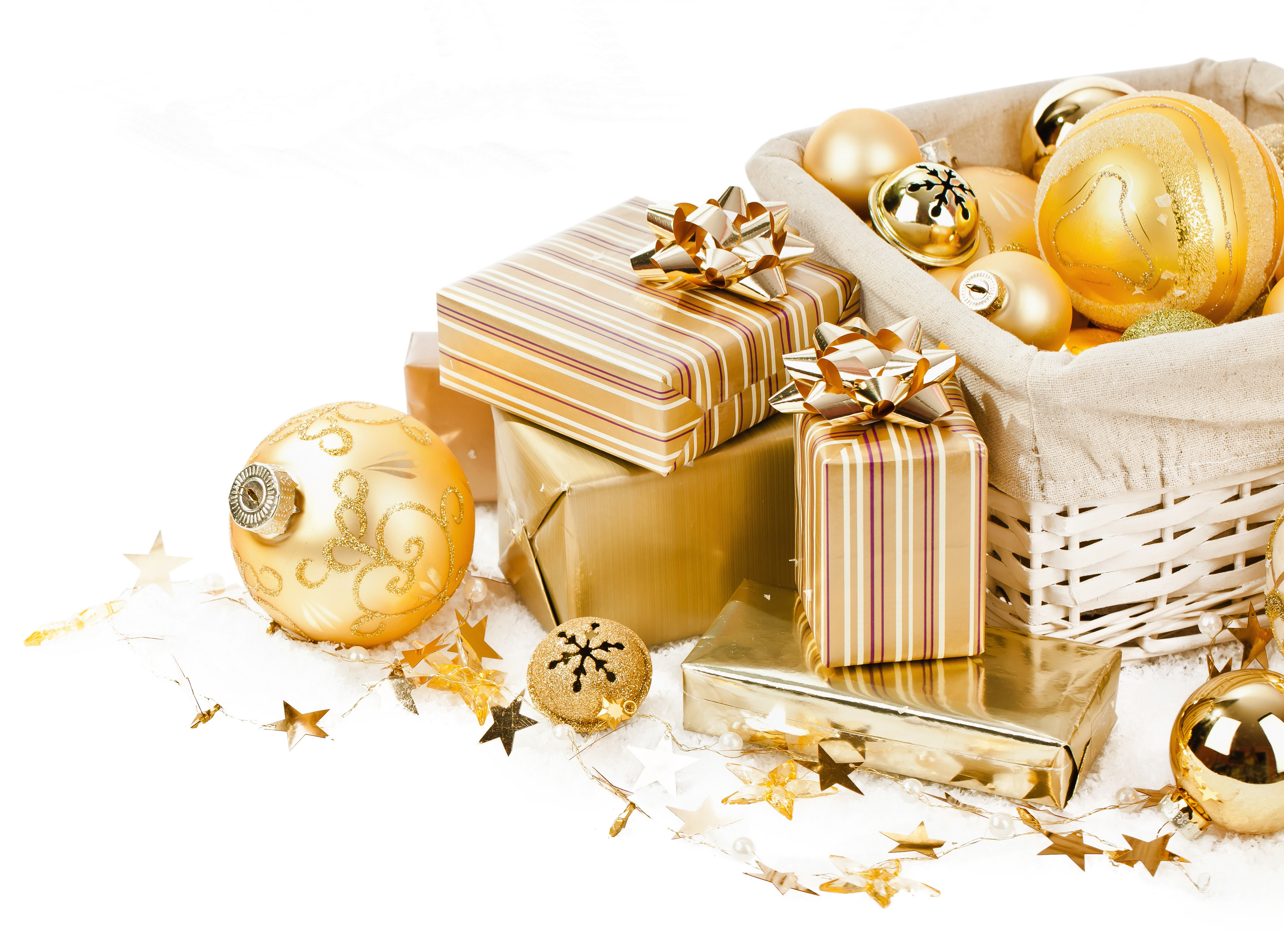 Фотографии Новый год подарков Шар Праздники 6000x4450 Рождество подарок Подарки Шарики