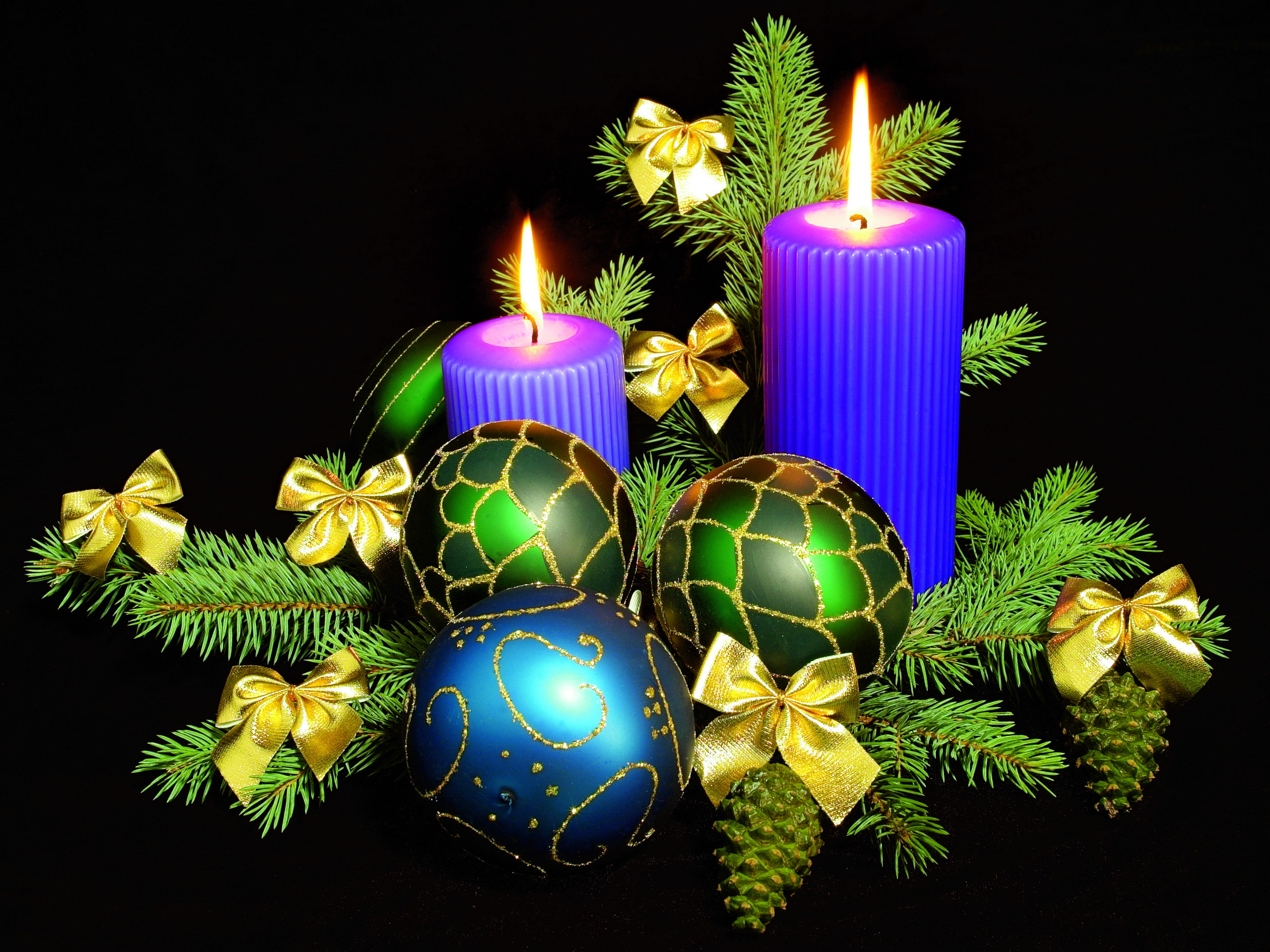 свечи ель снег шары candles spruce snow balls скачать