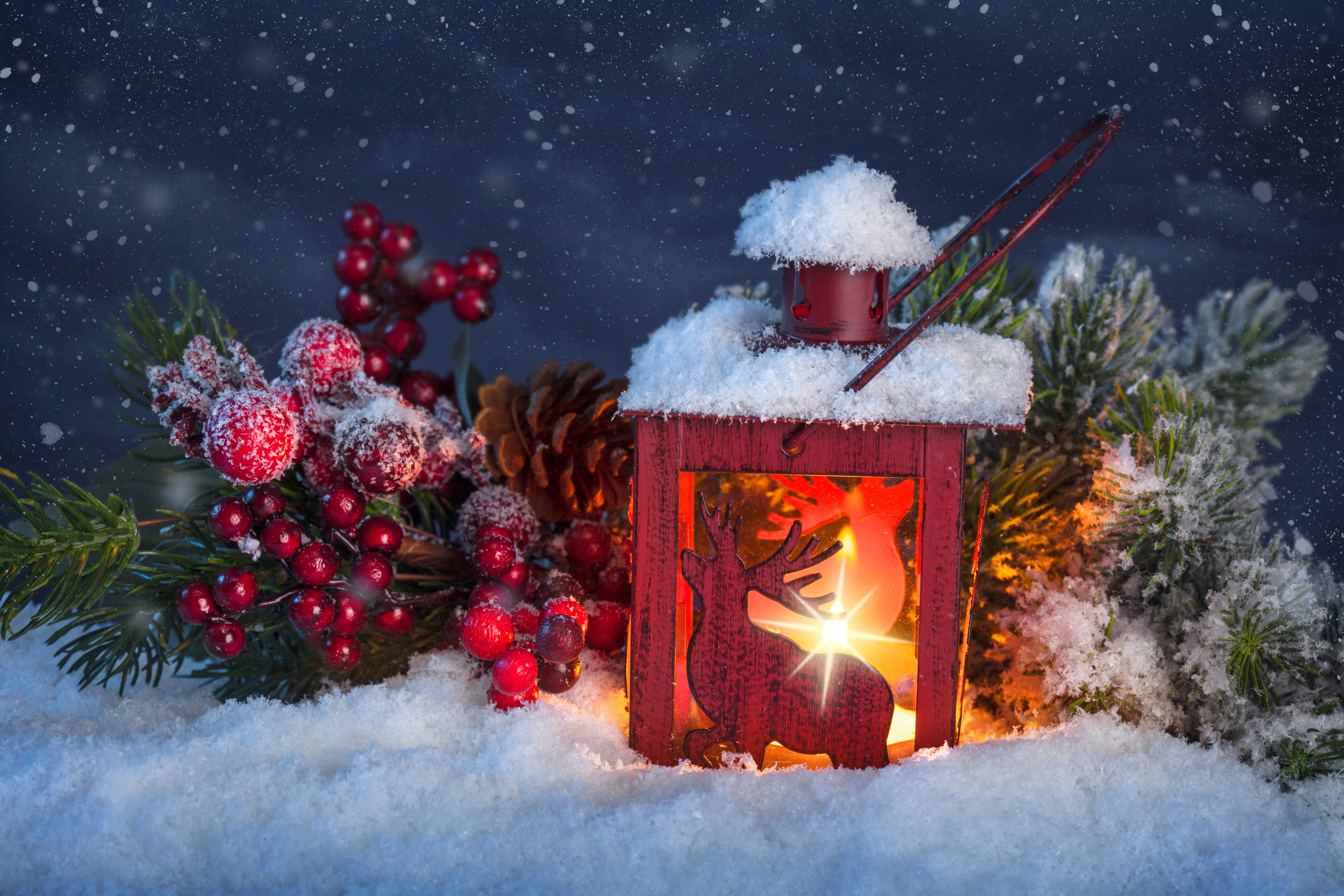 свеча фонарь праздник снег candle lantern holiday snow скачать