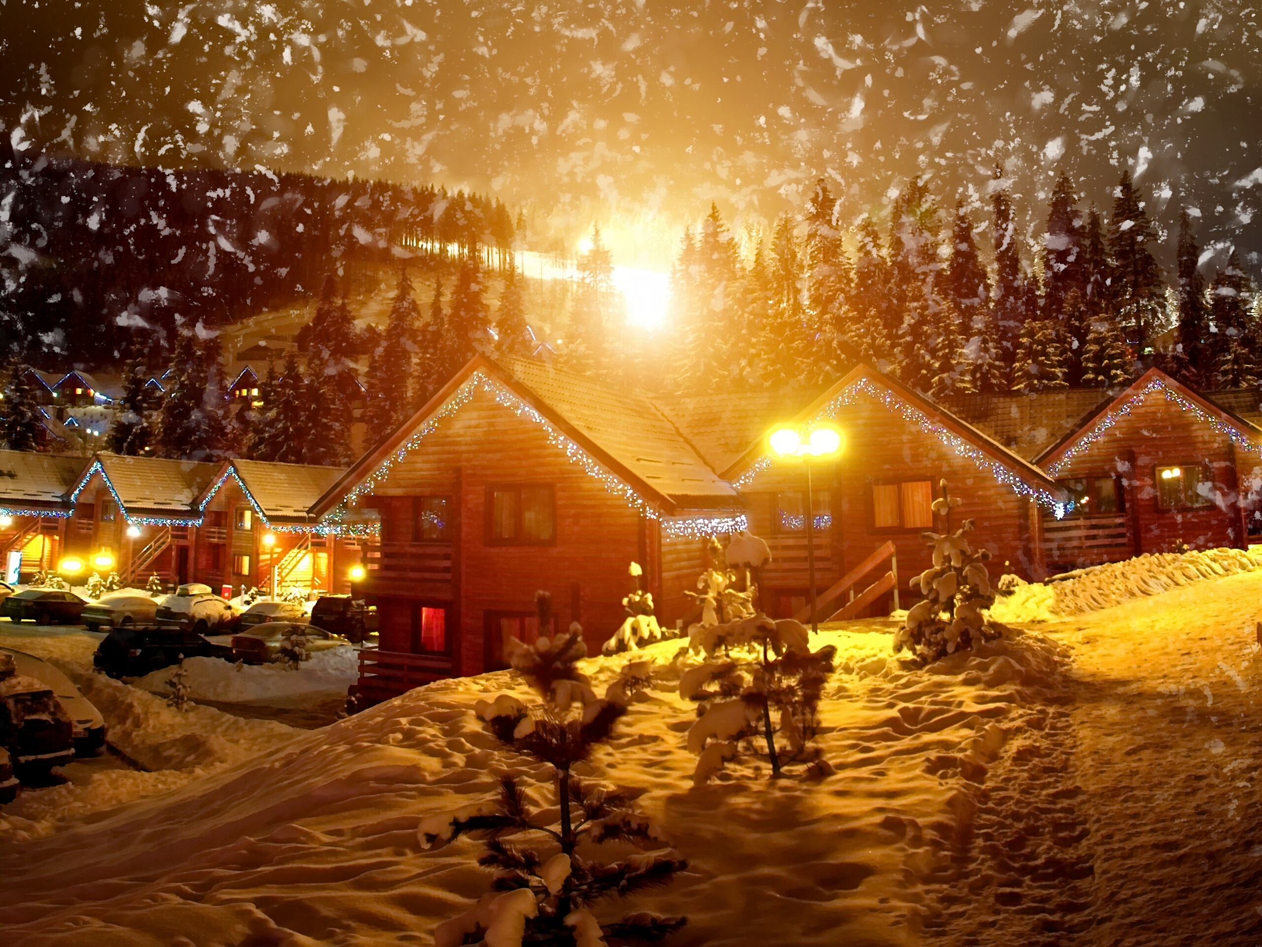 домики праздник снег houses holiday snow без смс