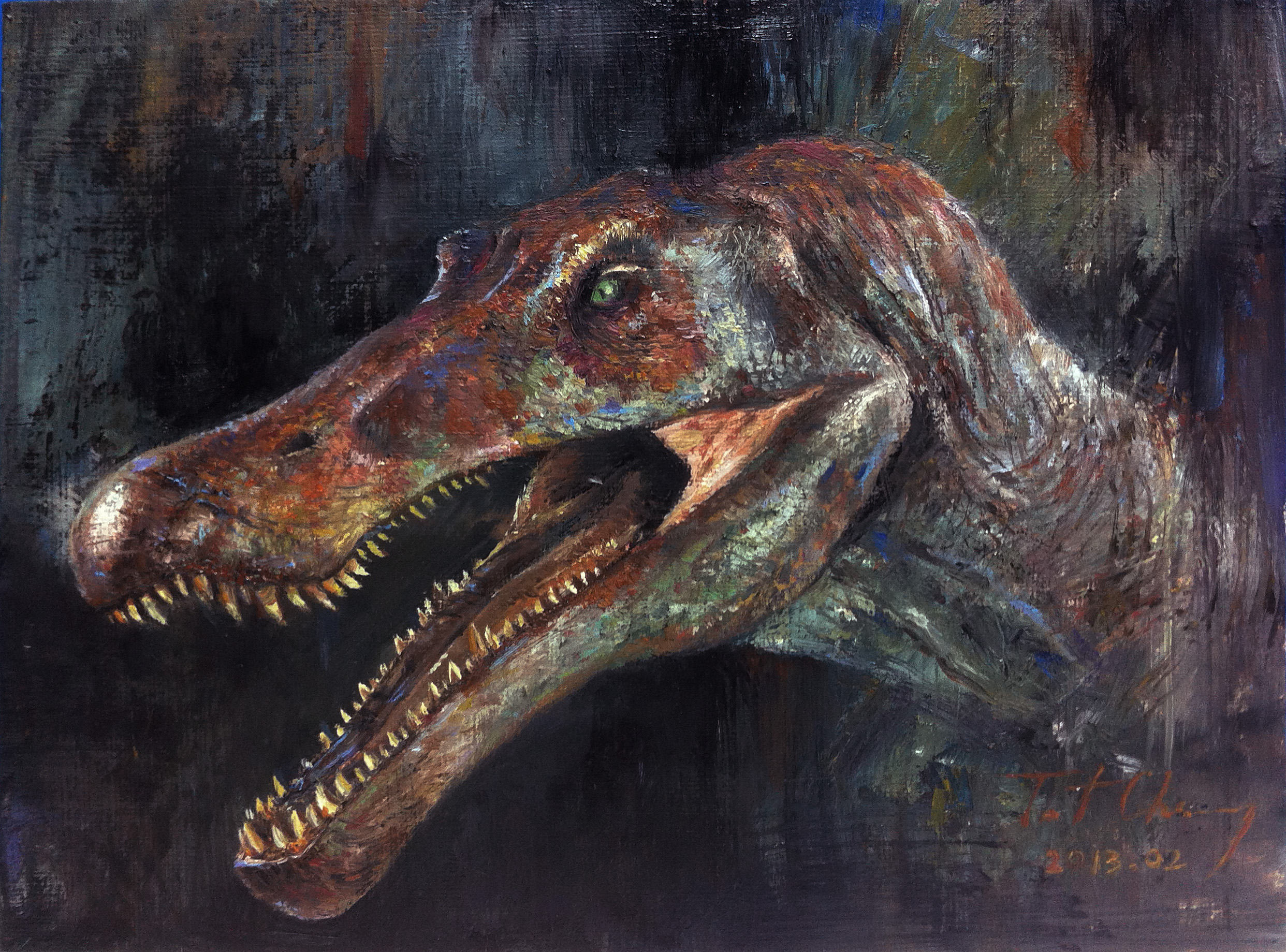 Обои для рабочего стола динозавр Spinosaurus Зубы злость Голова Животные Ри...