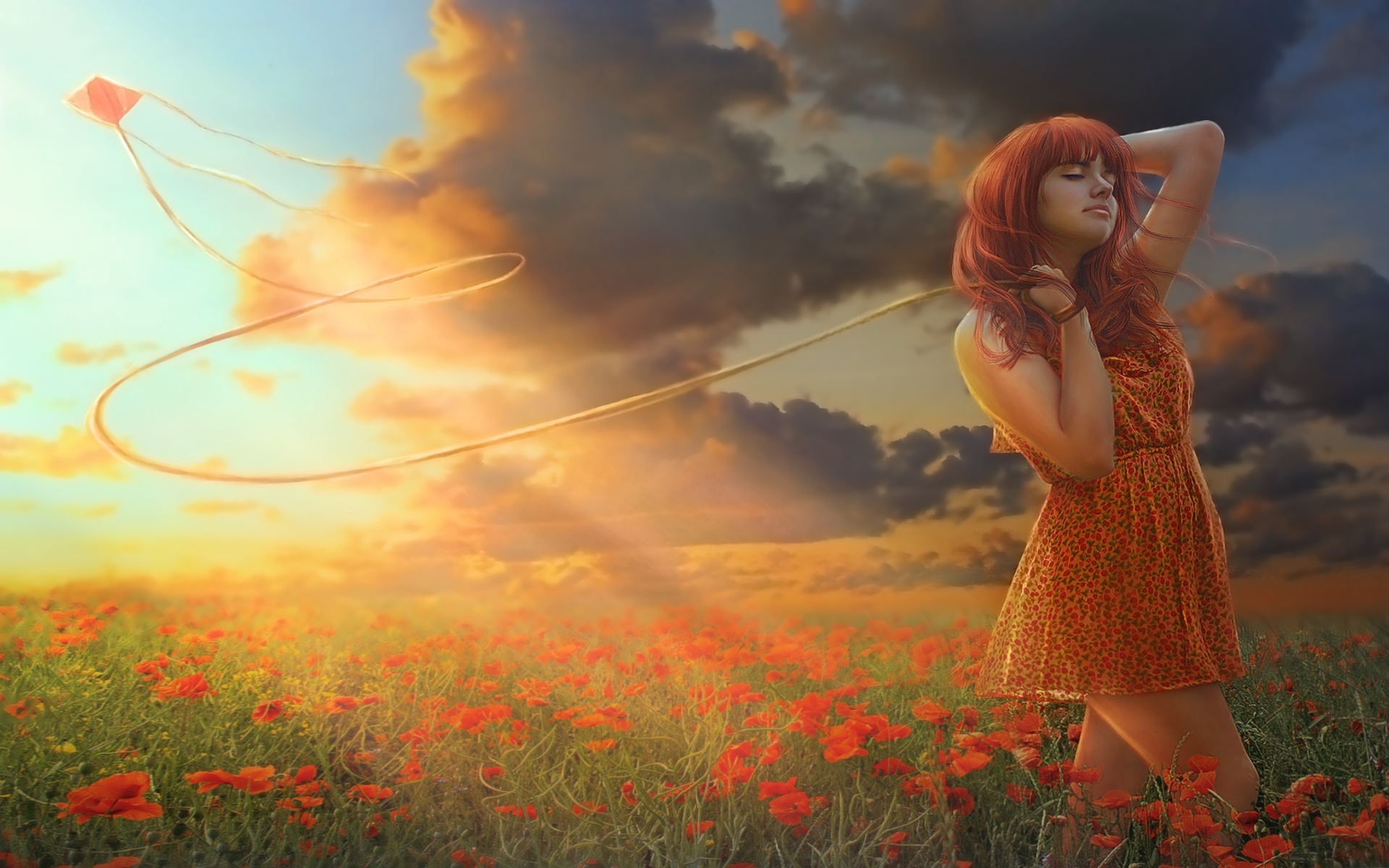 рыжая девушка цветы мечты без смс