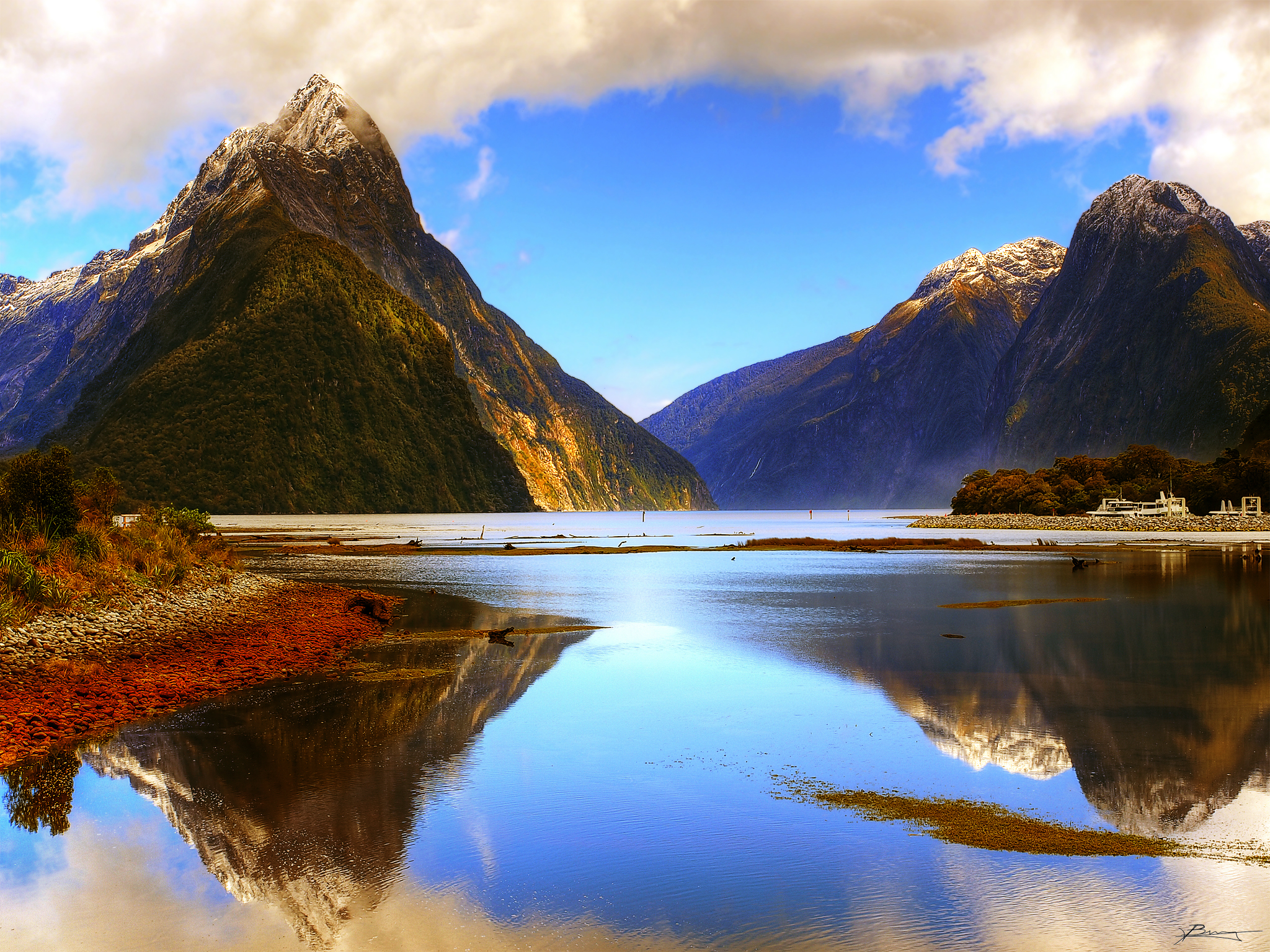 Милфорд Саунд Новая Зеландия горы озеро природа загрузить