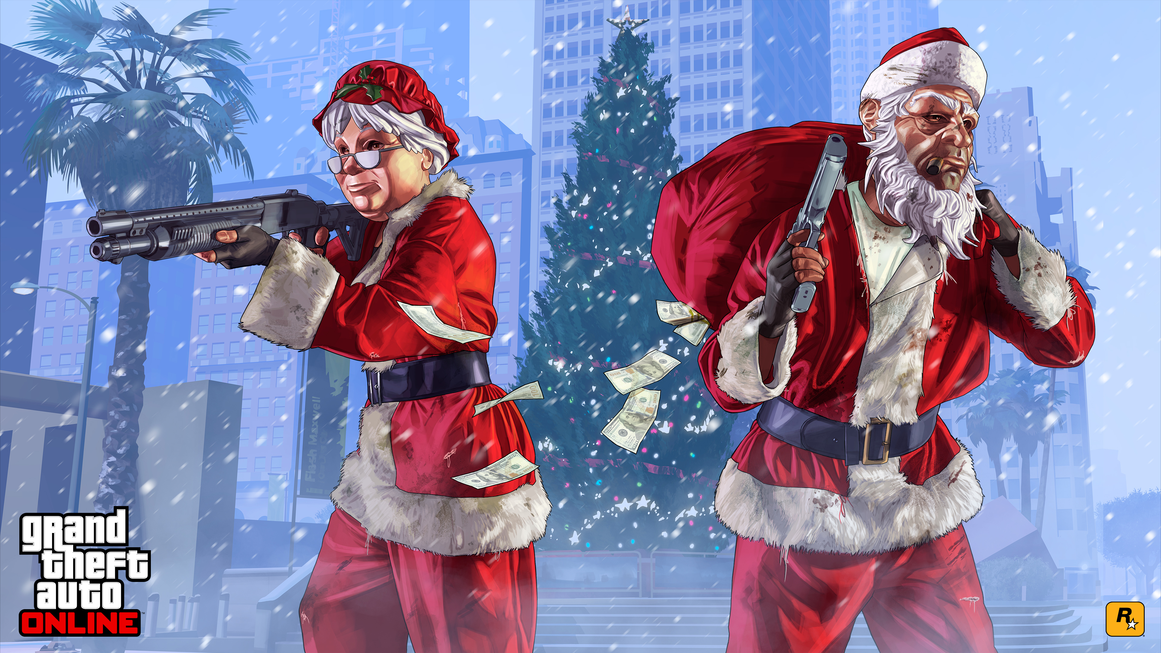 Новогодние картинки standoff. Дед Мороз GTA 5. Санта ГТА 5. GTA 5 новый год.