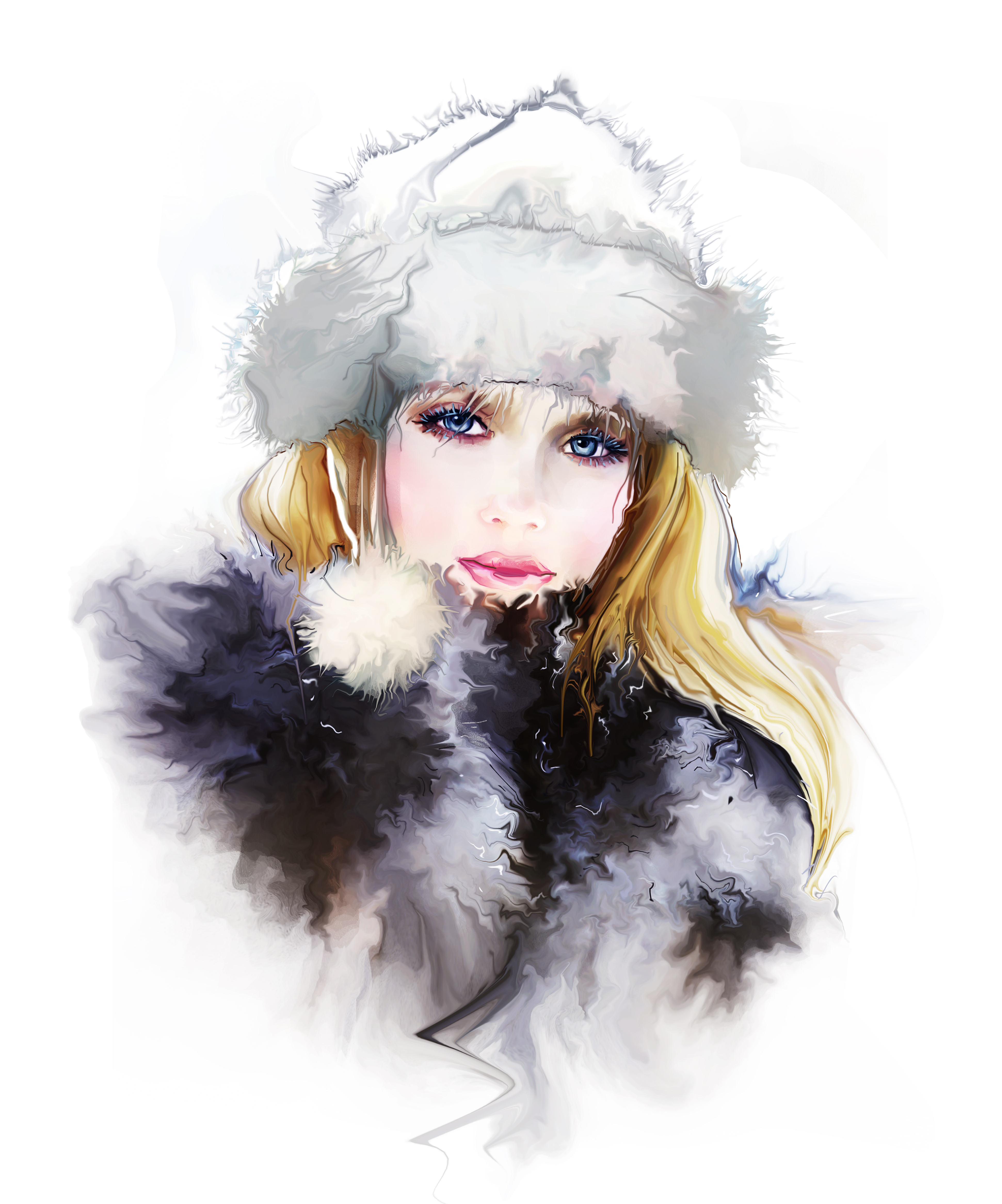 Девушка зимой рисунок