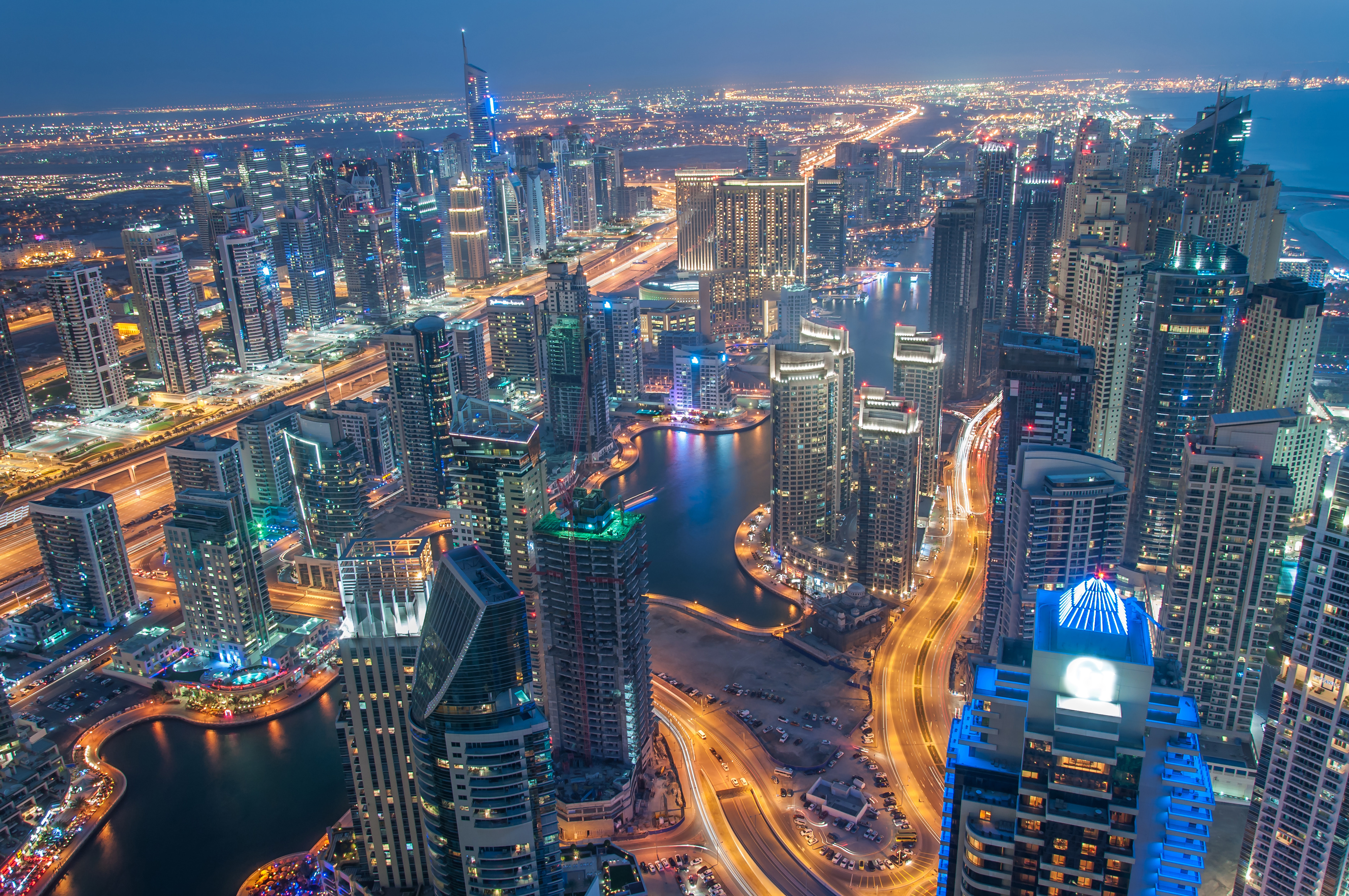 дубаи марина огни город высота Dubai Marina lights the city height скачать