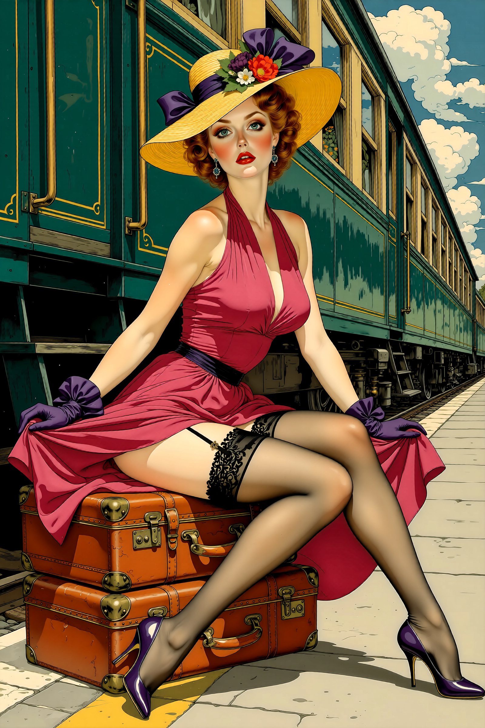 Картинки чулках Ai перчатках Красивые шляпы девушка ног Поезда чемоданом Сидит Платье туфель для мобильного телефона Чулки Перчатки красивая красивый Шляпа шляпе Девушки молодая женщина молодые женщины Ноги Чемодан чемоданы сидя сидящие платья Туфли туфлях