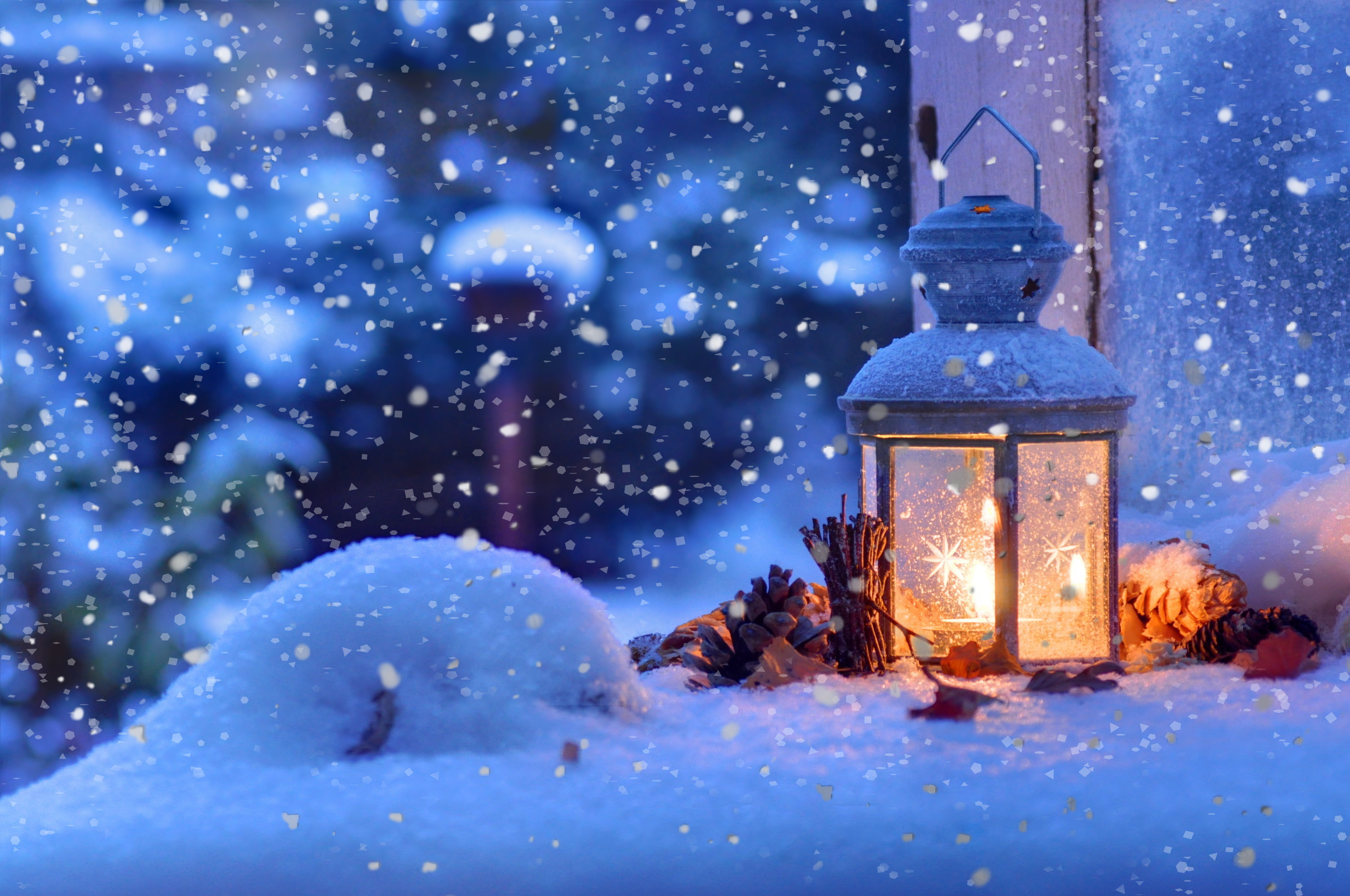 Снеговик фонарь снег горы Snowman lantern snow mountains без смс