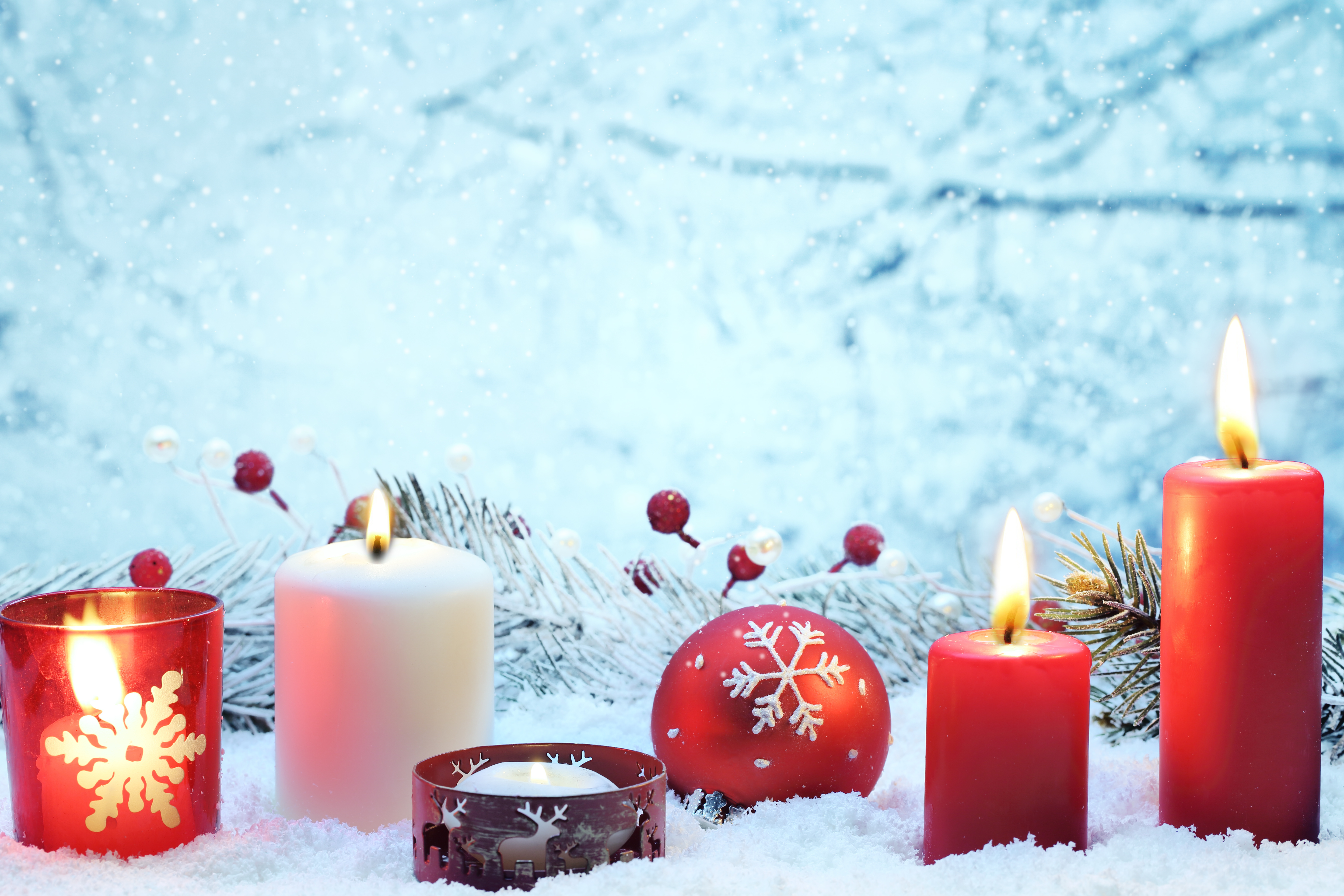свечи ель снег шары candles spruce snow balls загрузить