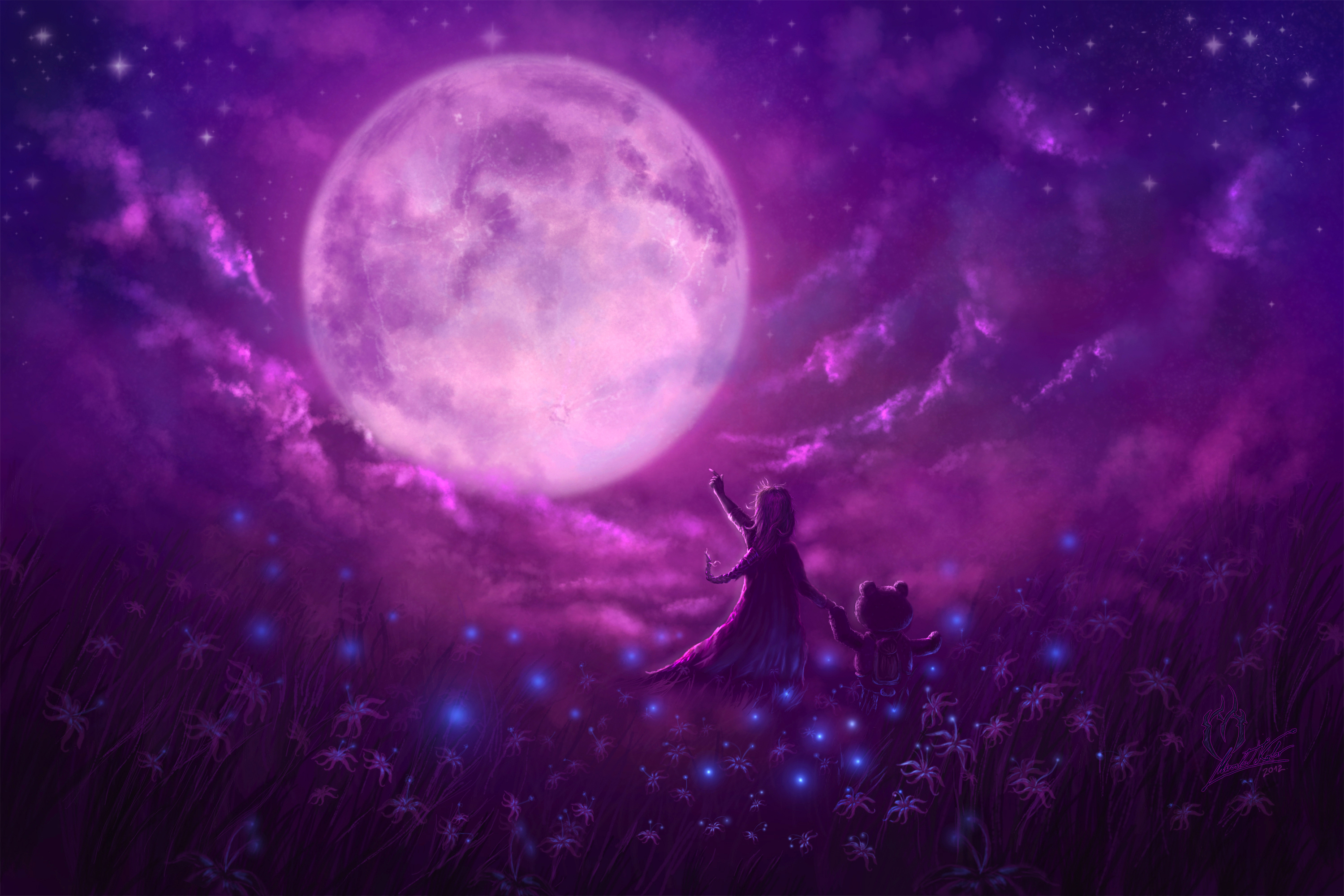 Imagine night. Фиолетовая Луна. Сиреневая Луна. Фиолетовый арт. Красивая ночь.
