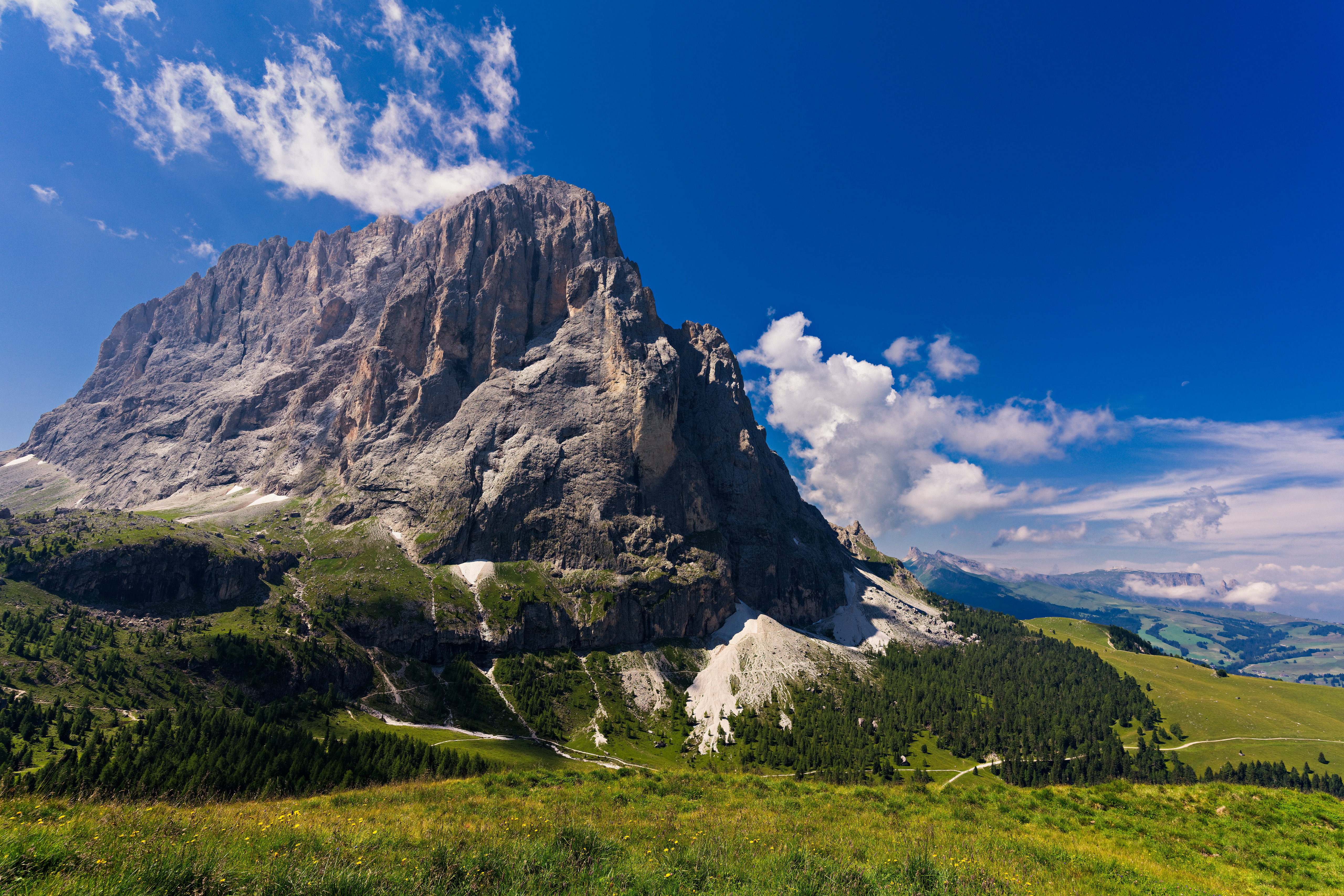 Фотография альп Италия Val Gardena гора Утес Природа Альпы Горы Скала скале скалы