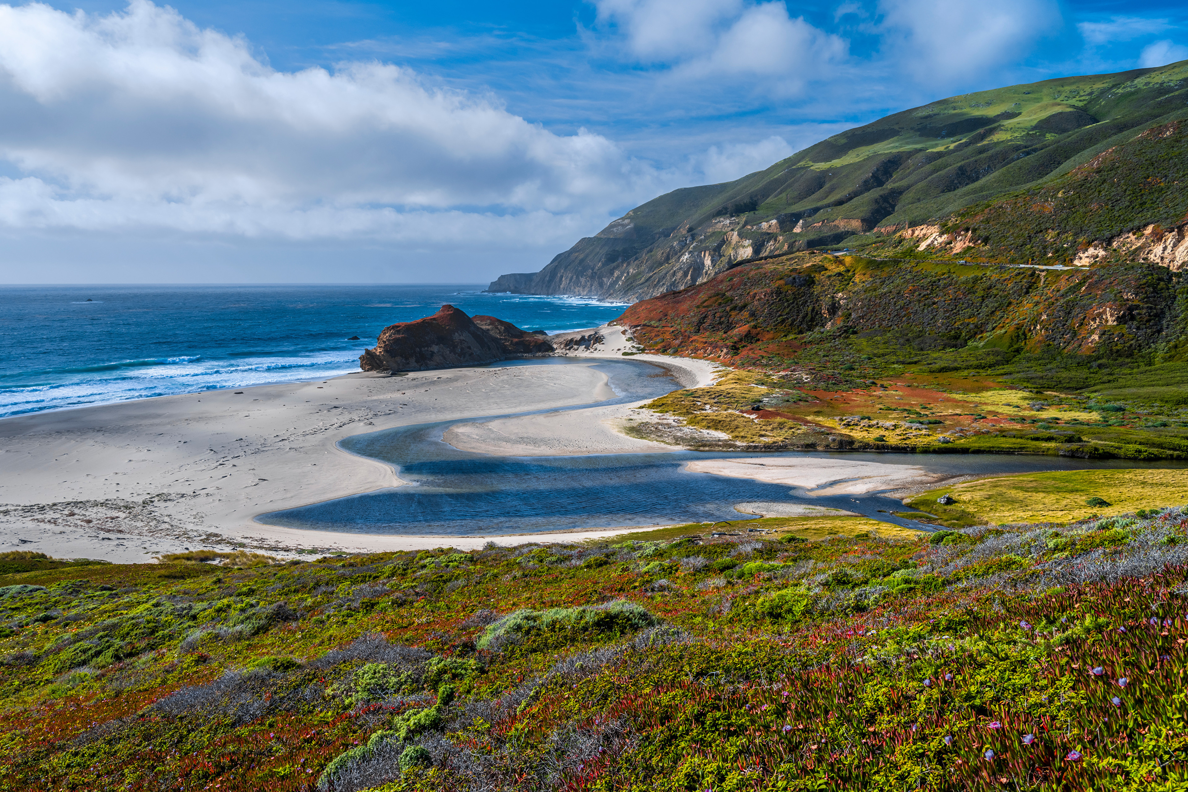 Фотографии калифорнии США Big Sur Океан Природа берег 3840x2560 Калифорния штаты америка Побережье