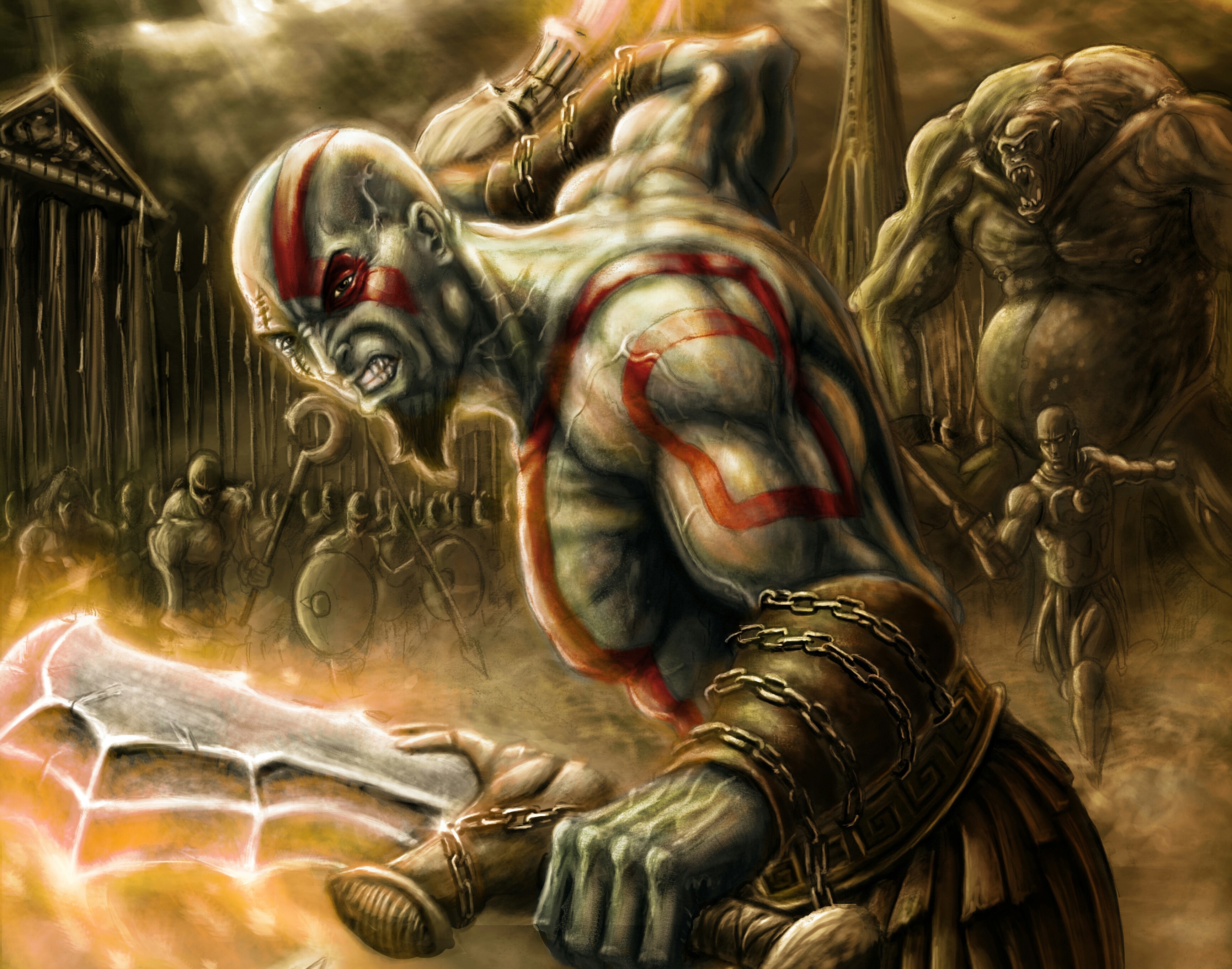 God of War 1 Kratos против монстры