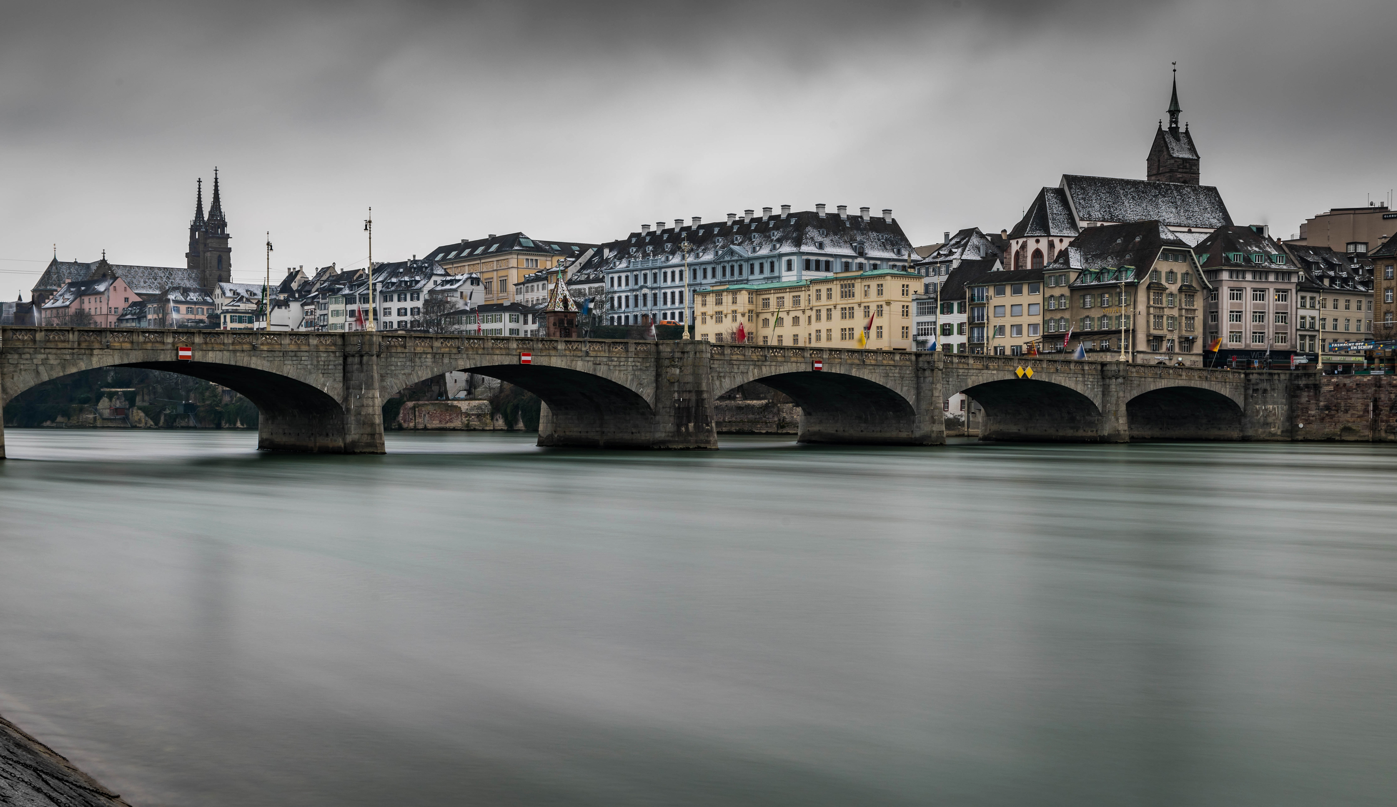 Картинки Швейцария Basel Мосты Реки Здания Города 4570x2640 мост река речка Дома город