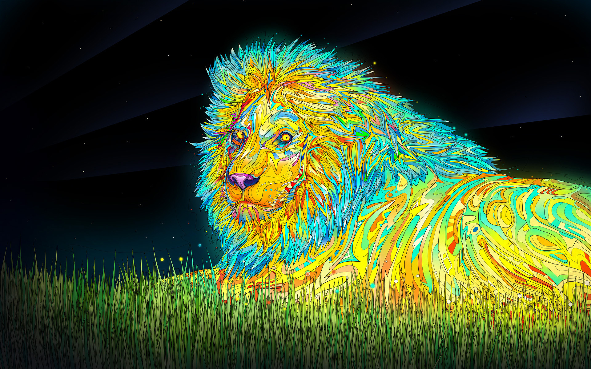 Львы 3D Графика Животные фото 1920x1200 3д, животное, лев обои картинки ска...