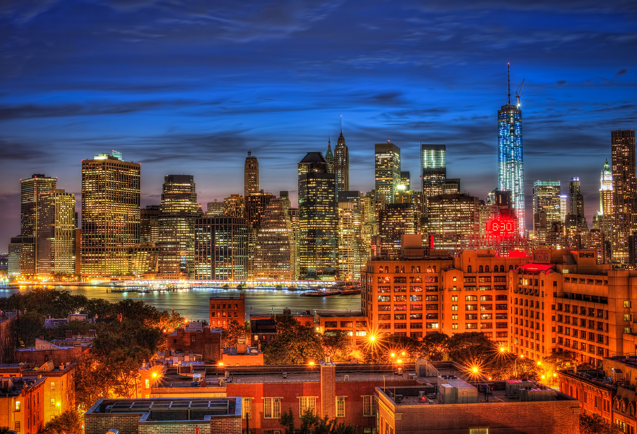 Ночной Манхэттен панорама