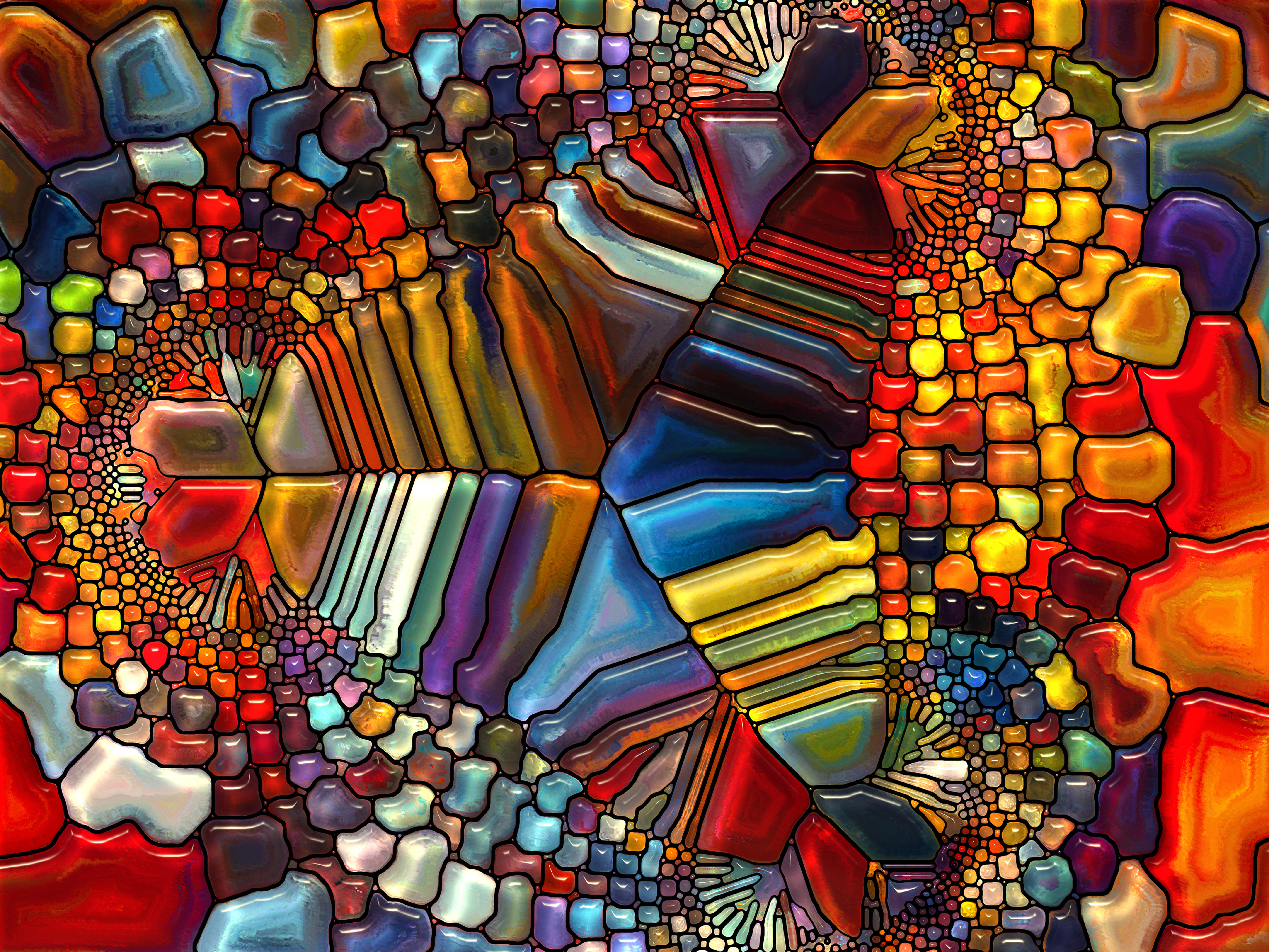 Пестрая картинка. Витражи Гауди. Разноцветные стекла. Абстрактный витраж. Цветное стекло.