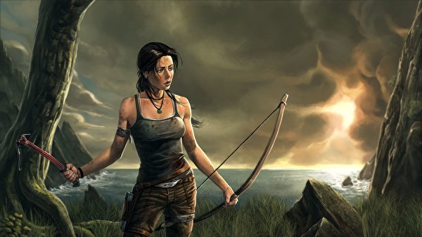 Картинка Tomb Raider Tomb Raider 2013 Лучники Лара Крофт Воители молодая женщина компьютерная игра 600x337 воин воины девушка Девушки молодые женщины Игры