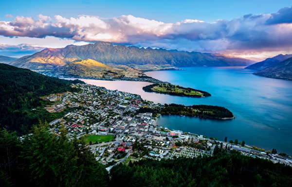 Фотография Новая Зеландия Queenstown Сверху Города 600x385 город