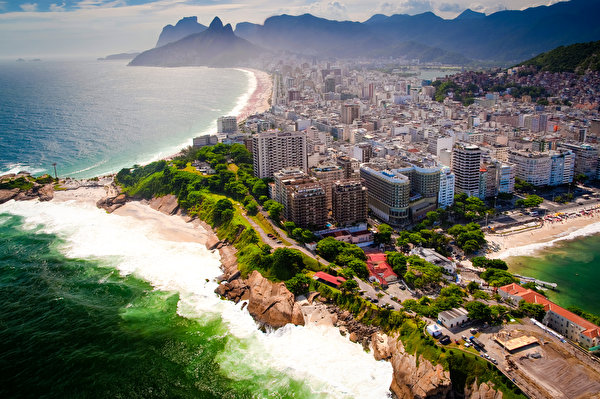 Фото Бразилия мегаполиса Rio de Janeiro берег город Здания 600x399 Мегаполис Побережье Дома Города