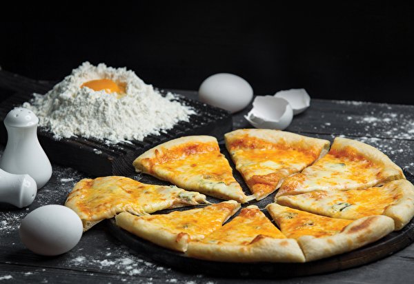 Фотографии яйцо Мука Пицца Сыры Продукты питания 600x412 яиц Яйца яйцами Еда Пища