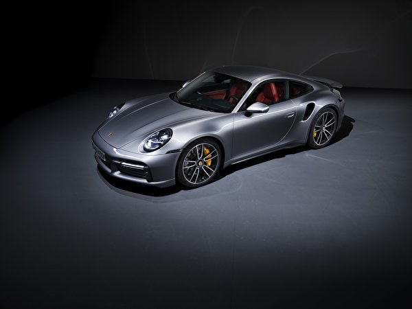 Фотография Porsche 911, Turbo S, 2020, 992 Купе серебряный машины Металлик 600x450 Порше серебряная Серебристый серебристая авто машина Автомобили автомобиль