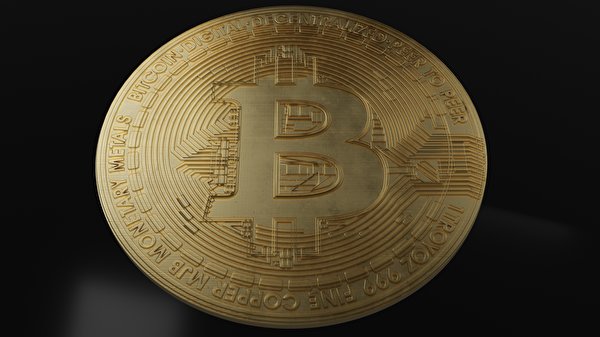 Фотография Bitcoin Монеты золотая Деньги вблизи 600x337 Биткоин золотые Золотой золотых Крупным планом