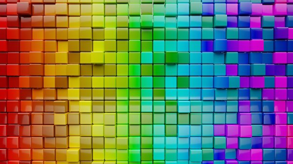 Фото Текстура кубики Разноцветные 3D Графика 600x337 куб Кубик 3д