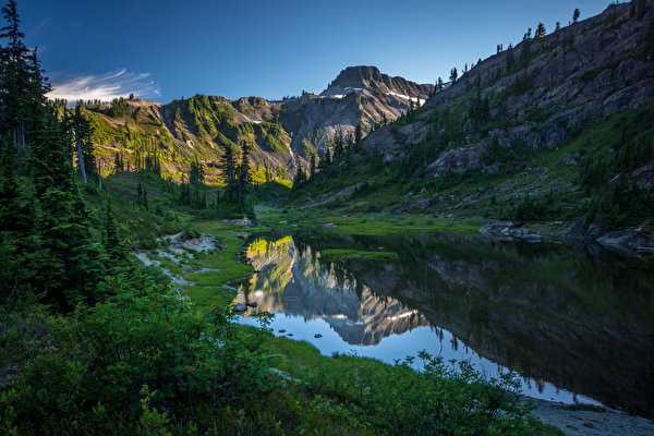 Фото США Whatcom гора Природа Озеро Пейзаж 600x400 штаты америка Горы