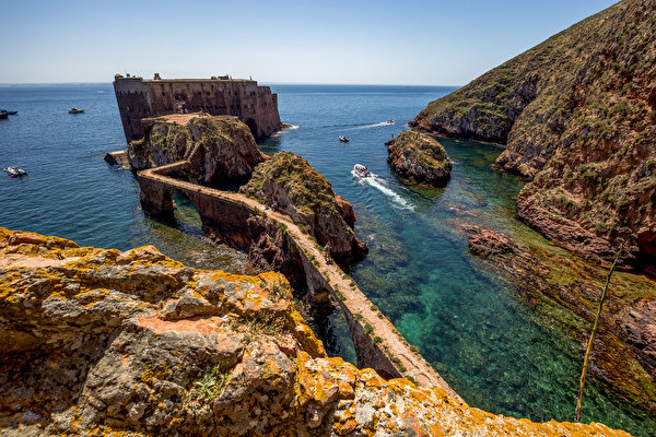 Фотографии Крепость Португалия Berlenga Grande Скала Природа Остров 600x400 Утес скале скалы