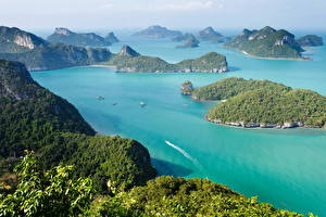 Картинки Парк Таиланд Пейзаж Море Остров Сверху Koh Samui Природа