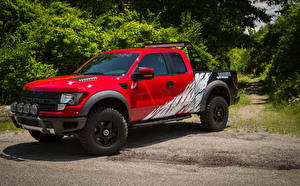 Обои Ford Красный 2013 F-150 SVT Raptor Автомобили