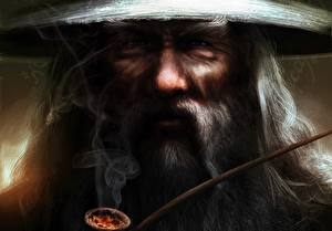 Фотография Властелин колец Лицо Дым Gandalf Фэнтези Фильмы