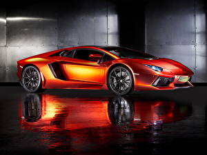 Картинка Lamborghini Оранжевая 2013 Aventador LP700-4 автомобиль