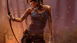 Картинки Tomb Raider Tomb Raider 2013 Воин Лучники Майке Лара Крофт компьютерная игра