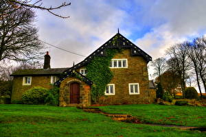 Фотографии Англия Здания Траве Lancashire город