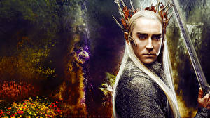 Картинки Эльф Мужчины Хоббит Меч Thranduil Фильмы