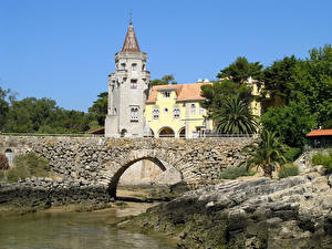 Картинка Португалия Дома Реки Мосты Пальмы Cascais город