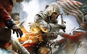 Фото Assassin's Creed Assassin's Creed 3 Битва Мужчина С топором Капюшон altair