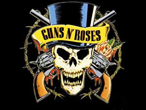 Картинки Черепа Пистолеты Guns N Roses Музыка