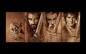 Обои Хоббит Gollum, Thorin Oakenshield, Gandalf, Bilbo Фэнтези