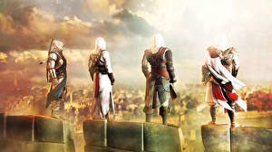 Картинки Assassin's Creed Мужчины Капюшон Ezio, Altair, Connor, Edward