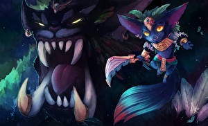 Картинки League of Legends Монстр Gnar Игры Фэнтези