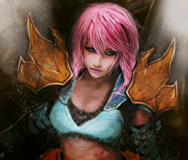 Фотография Final Fantasy Final Fantasy XIII Смотрит Lightning Игры Девушки Фэнтези