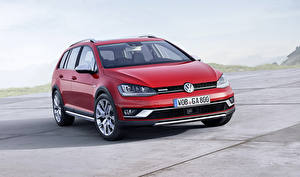 Фотографии Фольксваген Стайлинг Красный 2014 Golf VII Alltrack автомобиль