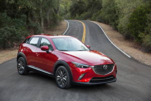 Картинки Mazda Дороги Красный Металлик 2015 CX-3 автомобиль