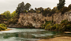 Фотография Новая Зеландия Река Скала Waikato River Природа