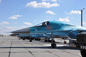 Фотография Самолеты Истребители Су-34 Облака Авиация